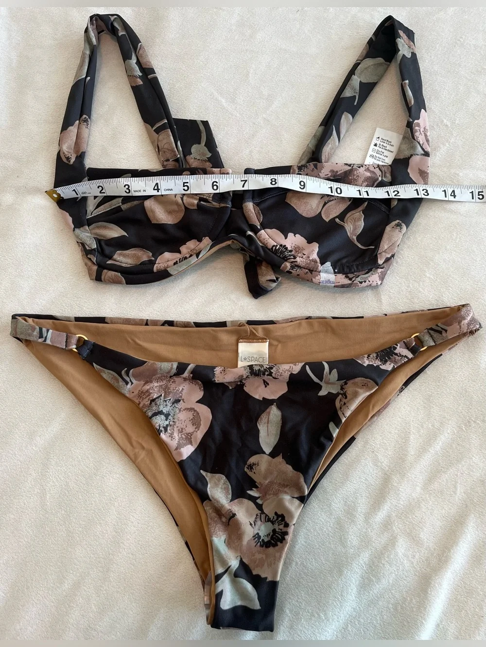 L*Space Bikini Set Camellia Top & Roxette Bitsy Bottom Medium/Large Resortwear